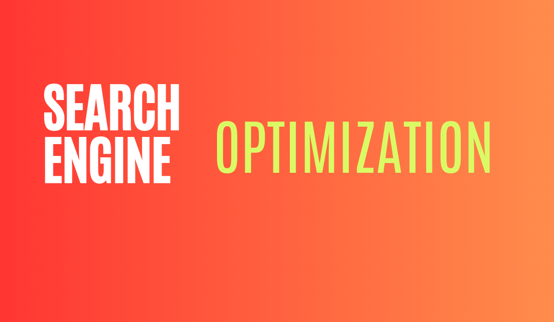 The words Search Engine Optimization on a red background.