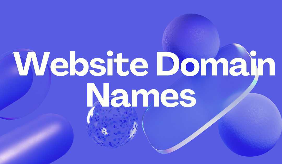 Blue background with the words: Website Domain Names